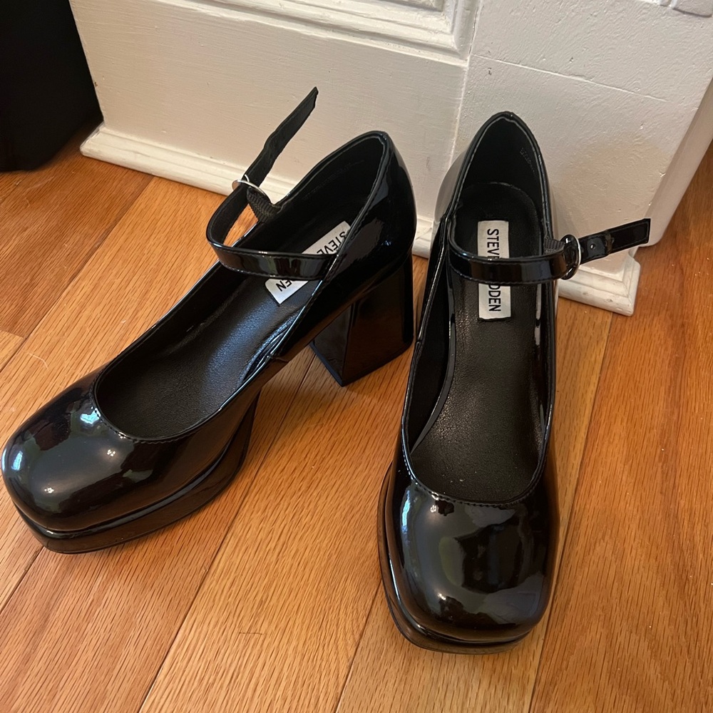 Steve Madden Black Block Heel Mary Janes